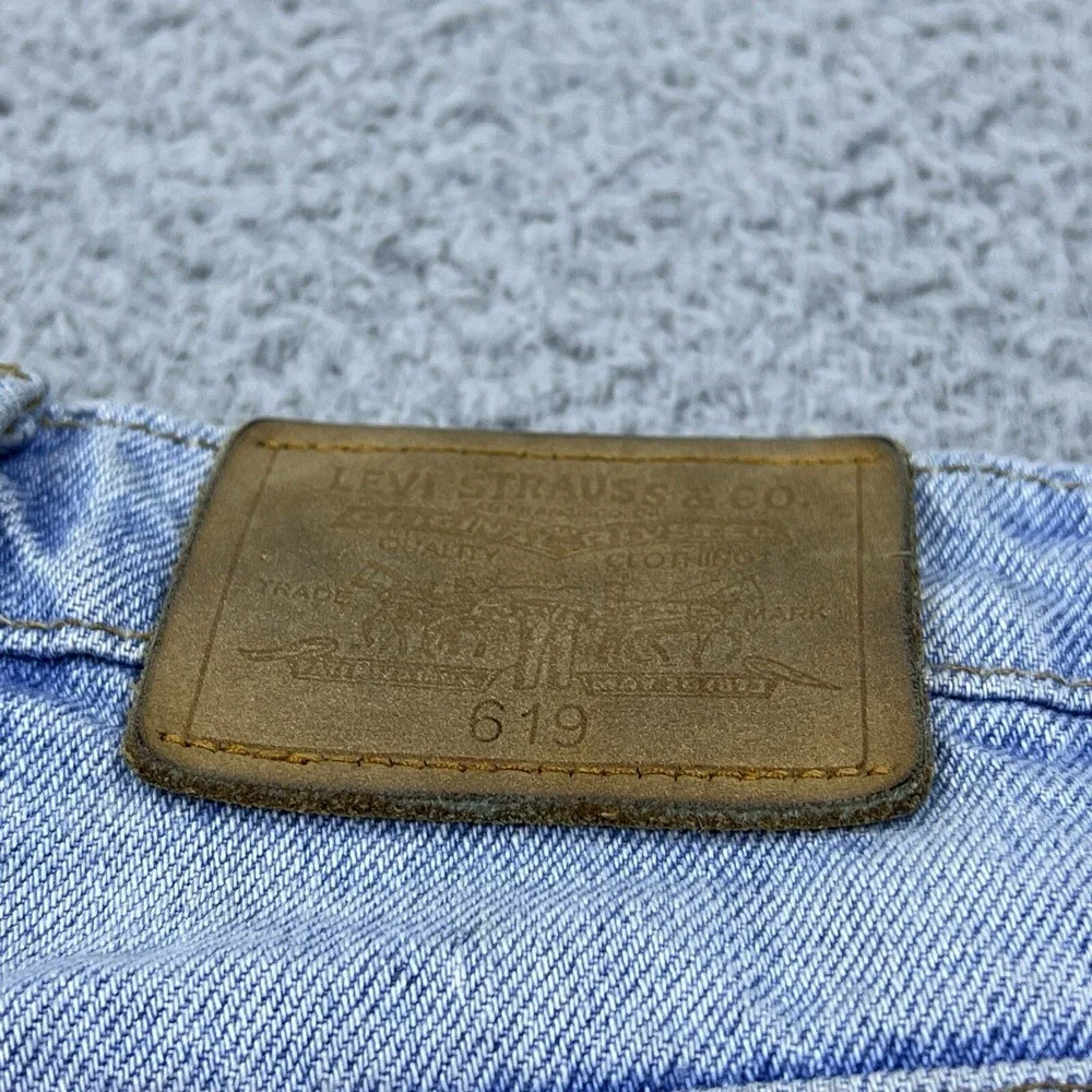 VTG Levi Strauss 619 Mens Light Blue Denim Jeans Straight Leg Orange‎ Tab 36x31